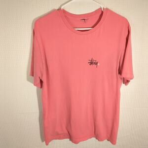 Stussy Pink Graphic Logo T-Shirt Size L Streetwear Skate Surf Vintage Style Tee